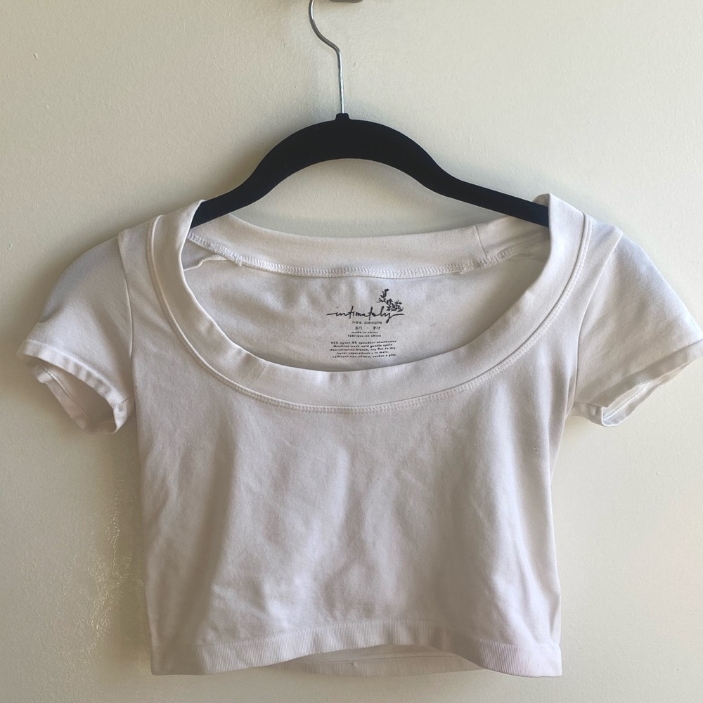 Free People White Crop Top T-Shirt
